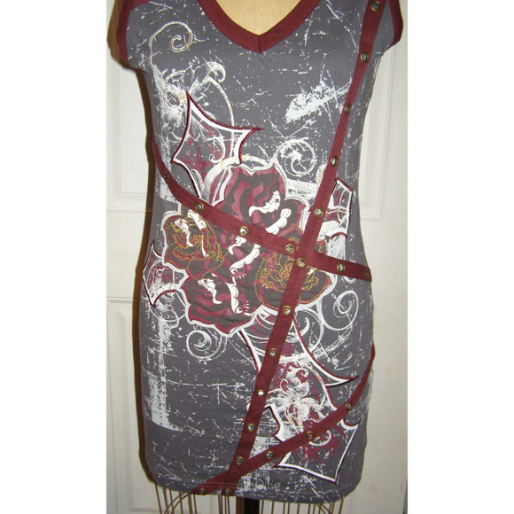 New Sour n Cream graphic print tank dress L 8-10 - Picture 2 of 6
